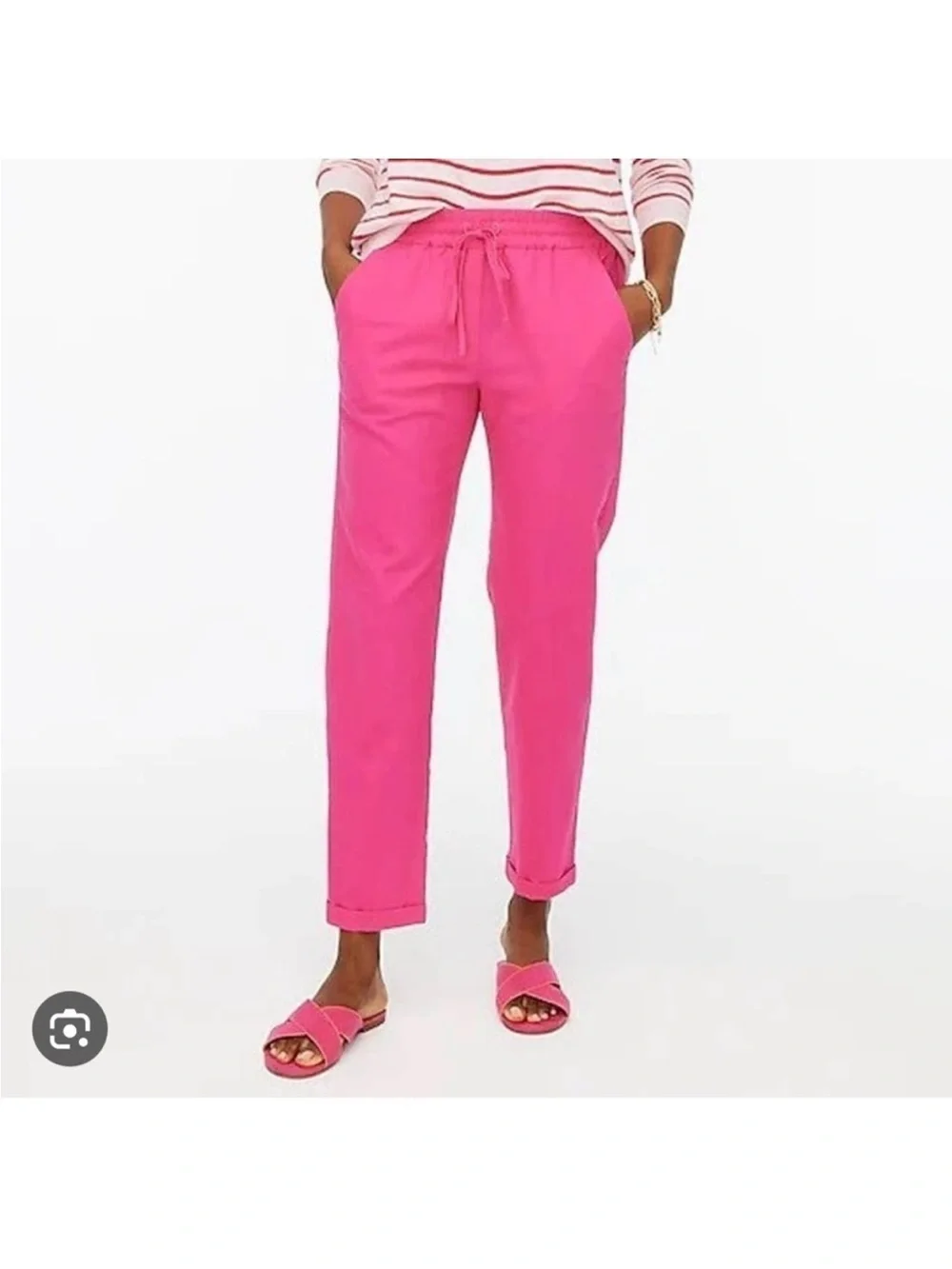 J. Crew linen cotton drawstring straight leg pants